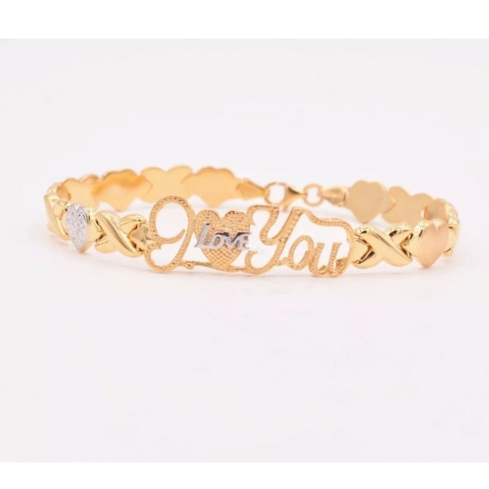 NEW Real 925 Gold I Love You Xo Bracelet 7.5” Gift - Picture 5 of 5